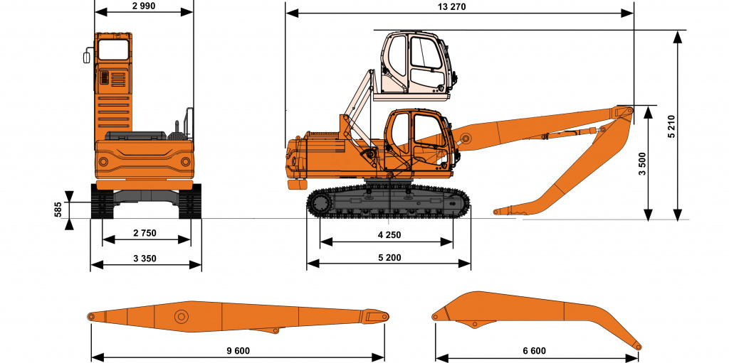 Схема Перегружатель на базе экскаватора DEVELON (DOOSAN) DX450LCA-7M